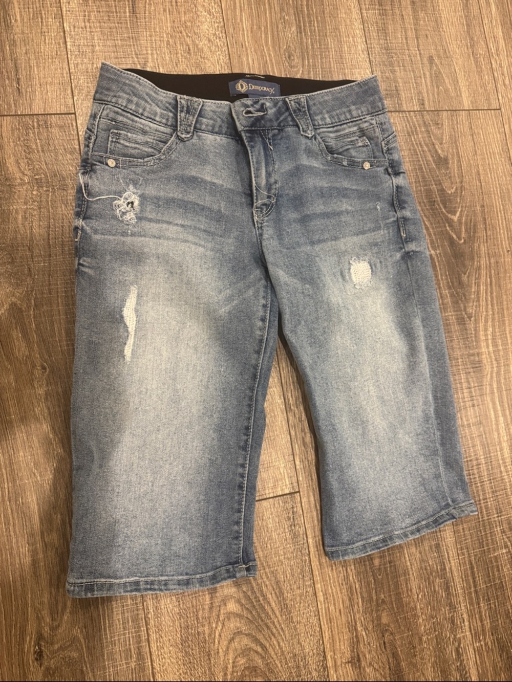 Democracy  Light Blue Distressed Denim Bermuda Shorts size 2